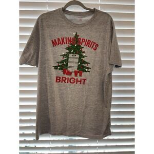 Men's Gray Christmas T-Shirt Making Spirits Bright Size XL